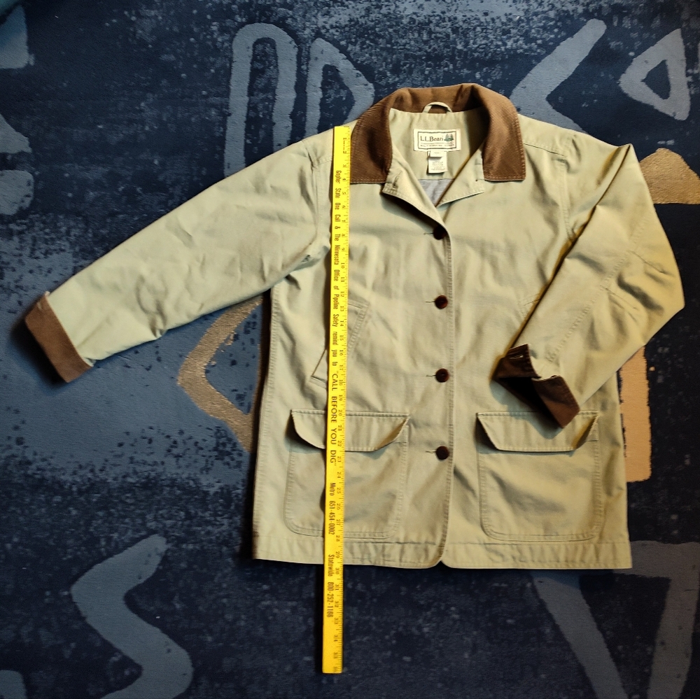 L.L.Bean Khaki Barn Coat with Brown Corduroy Accents